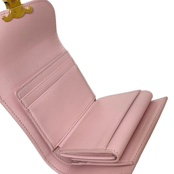 CELINE Small flap wallet Triomphe - Light Pink Shiny Calfskin 554-071125 - Picture 6 of 9